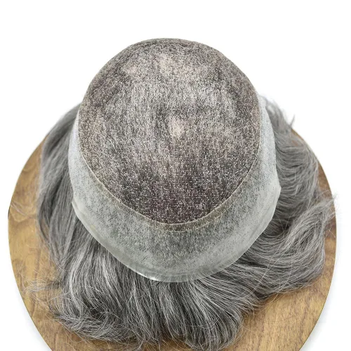 Miniatura 6 de Toupee para hombres postizo suizo encaje para hombre sistema de pelo tupé para hombres francés encaje postizo para hombre reemplazo de pelo 7x9