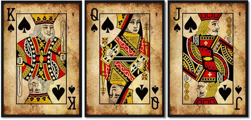 Cartas de juego retro para pared, arte de pared de póquer, impresiones en lienzo de Joker Jack, Queen King, pintura artística de poker vintage,