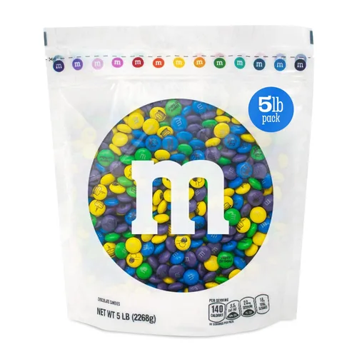 M&M'S Caramelos de cumpleaños de chocolate con leche, 5 libras de dulces a granel con imágenes prediseñadas de feliz cumpleaños impresas, perfectos