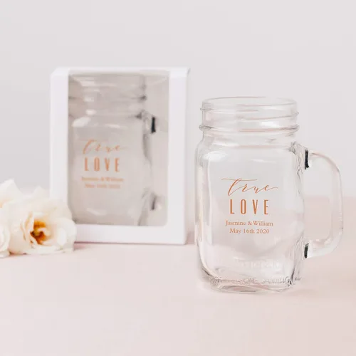 Miniatura 5 de WEDDINGSTAR Taza de vidrio personalizada de 16 onzas con asa, impresión personalizable a todo color, paquete de 180 180 paquete
