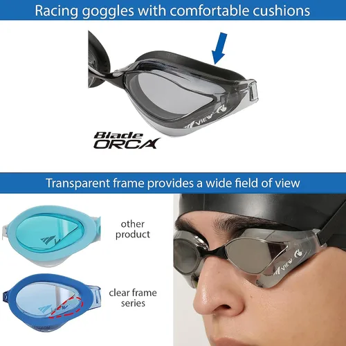Miniatura 4 de Ver Equipo de natación V-230ASA Blade Orca SWIPE Antivaho Racing Gafas de natación Negro (Smoke/Black)