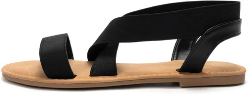 Miniatura 2 de Luffymomo Sandalias planas con correa elástica para mujer, zapatos clásicos de verano con punta abierta
