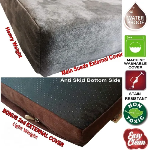 Miniatura 3 de Dogbed4less Cama ortopédica pequeña y mediana de espuma viscoelástica de gel para mascotas, forro impermeable con cubierta de microgamuza gris