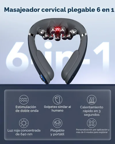 Miniatura 2 de SKG G7 Pro - Masajeador de cuello plegable para aliviar la tensión de tejido profundo con calor y vibración, masajeador de viaje inalámbrico, regalo