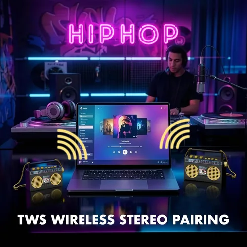 Miniatura 6 de Altavoz inalámbrico portátil mini Bluetooth de 50 aniversario del Hip Hop, Boombox retro portátil, collar de 27 pulgadas, radio FM, botones a bordo