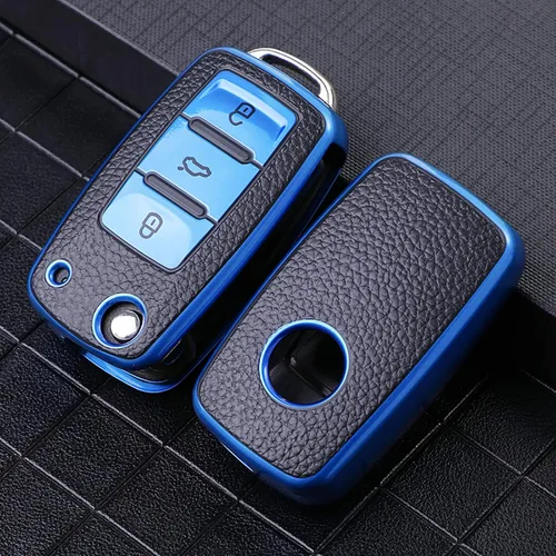 Miniatura 3 de Funda para Llavero VW de TPU Suave Premium con Llavero Carcasa Protección de 360 Grados Compatible con VW Volkswagen Jetta Golf Polo MK6 Passat Azul