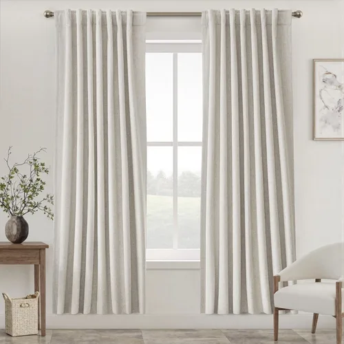 Miniatura 77 de UHITECH - Cortinas opacas beige para sala de estar, cortinas cortas de 35 pulgadas para habitación, cortinas negras para ventanas pequeñas, paneles