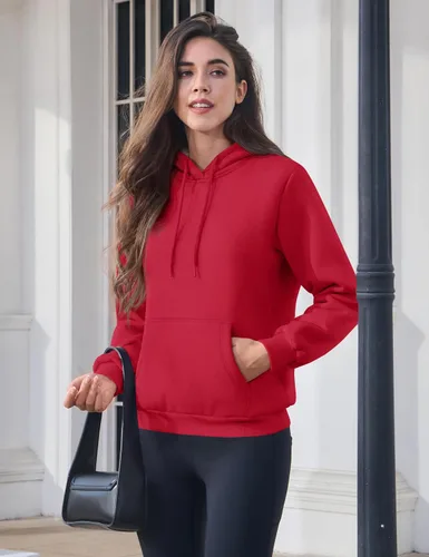 Miniatura 23 de MAGCOMSEN Sudaderas con capucha para mujer, con forro de sherpa, de vellón, para invierno, cálido, pesado, de algodón, con bolsillo