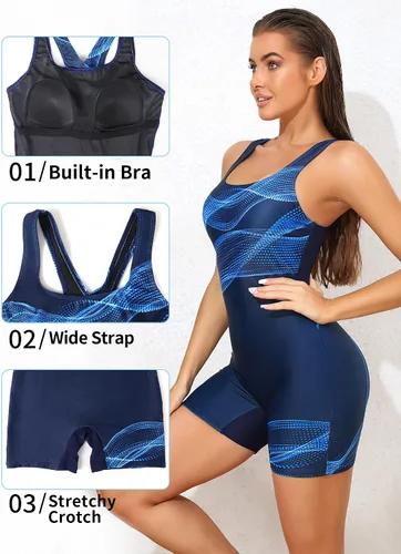 Miniatura 45 de ATTRACO Traje de baño deportivo de una pieza para mujer, traje de baño deportivo de entrenamiento