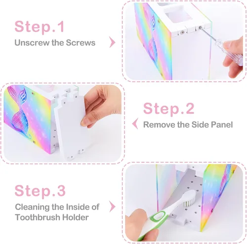 Miniatura 5 de Soporte para cepillos de dientes para niños para baño, organizador de accesorios, 3 ranuras para cepillos de dientes y pasta de dientes, soporte