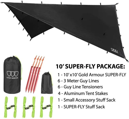 Miniatura 2 de Gold Armour - Toldo para lluvia para hamaca de lona, calidad premium, 14.7 pies, 12 pies, 10 pies, 8 pies, cubierta de toldo para lluvia, toldo