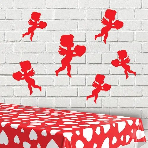 Miniatura 6 de Beistle Papel Cupido Rojo Surtido Siluetas Decoración, 6 unidades, Paquete de 1