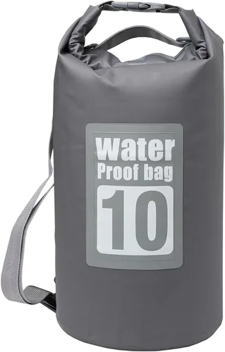 Mochila impermeable IPX8 de 10 litros, sello enrollable para kayak y cruces de río, PVC 500D, resistente a la abrasión, correas de mochila para