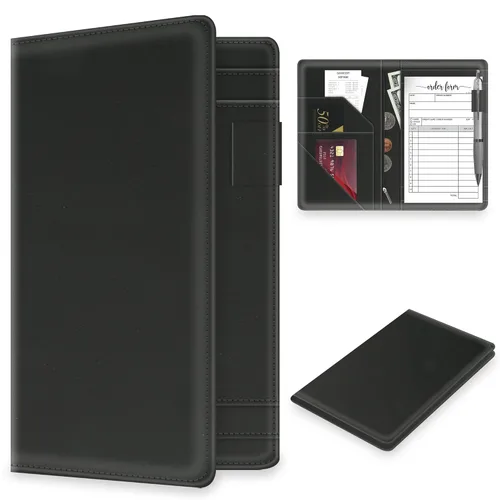 Libreta de Servidor con Bolsillo con Cremallera para Mesera, Linda Cartera de Mesero, Organizador Tipo Libreta para Personal de Restaurante,