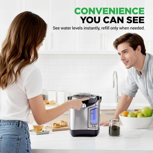 Miniatura 6 de NutriChef Hervidor Eléctrico de Agua y Calentador - Dispensador Eléctrico de Agua Caliente de Acero Inoxidable de 3L/3.17 Qt con Base Giratoria
