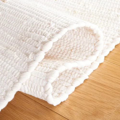 Miniatura 5 de SAFAVIEH Colección Montauk - Alfombra decorativa, 2 pies 3 pulgadas x 5 pies, color beige con flecos de algodón hecho a mano, ideal para zonas
