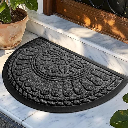 Miniatura 16 de Mibao Tapete semicircular para puerta, tapete antideslizante de bienvenida para entrada, tapetes de goma duraderos, felpudo de bajo perfil Amarillo