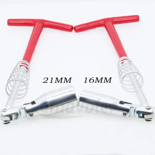 Miniatura 4 de Llave de bujía de 0.827 in-13/16 pulgadas (mango T), acero de aleación de rotación de 360 grados, herramienta de bujía del motor.