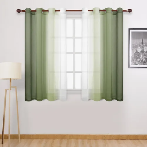 Miniatura 99 de DWCN Cortinas Transparentes de Lino Sintético Negro Degradado Ombré - Cortinas Semi Transparentes de Gasa con Ojales en la Parte Superior