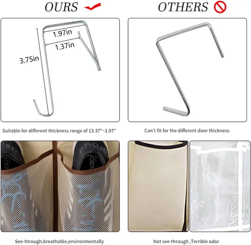 Miniatura 5 de KEEPJOY Organizador de zapatos sobre la puerta, organizador de zapatos colgante con 12 bolsillos de malla, organizador de zapatos para armario