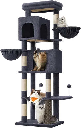 Feandrea Árbol para Gatos, Torre para Gatos de 69 Pulgadas de Alto para Gatos de Interior, Condominio para Gatos de Múltiples Niveles con 2 Cuevas,