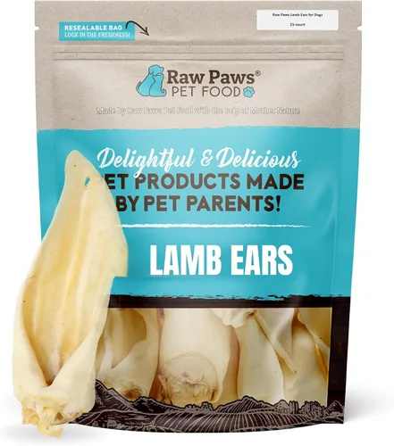 Raw Paws Orejas de cordero para perros (paquete de 15) – Empaquetadas en Estados Unidos – Golosinas crujientes de cordero para perros – Un solo