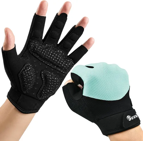 Miniatura 8 de Seektop Guantes de entrenamiento transpirables para mujeres y hombres, guantes gruesos acolchados para levantamiento de pesas, protección completa