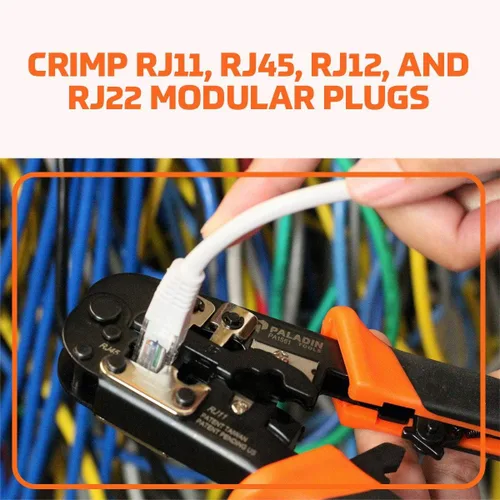 Miniatura 3 de Paladin Tools - Paquete de herramientas de red – Incluye crimpador de datos modular, cortador de cables/pelador, herramienta de perforación sin
