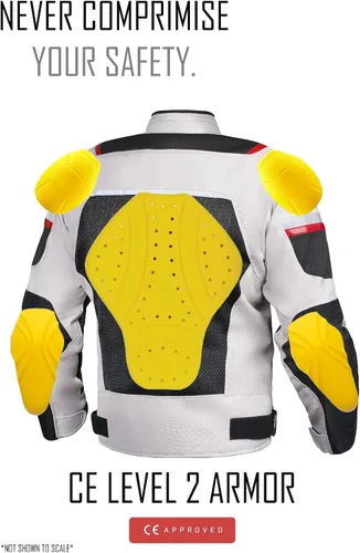 Miniatura 6 de WICKED STOCK Chaqueta de motociclista de malla para hombre - CE Nivel 2 Enduro Chaqueta de motociclista Armadura de motocicleta - Chaqueta