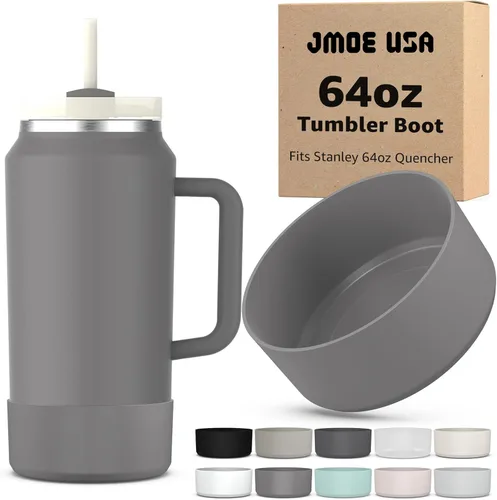 Miniatura 16 de Jmoe USA Bota para vaso Stanley Quencher H2.0 FlowState de 64 onzas con asa, silicona sin BPA, protector de manga para la parte inferior de la taza