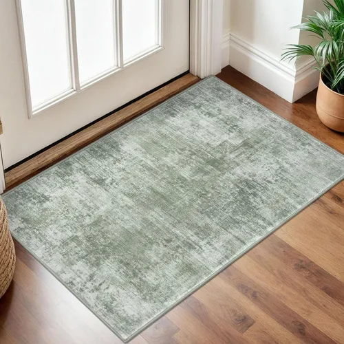 Miniatura 125 de IOHOUZE Alfombra pequeña abstracta de 2 x 3 pies, alfombra de entrada lavable para entrada interior, alfombras con respaldo de goma, alfombra gris