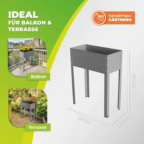 Miniatura 2 de Bio Green Freising-L - Cama de jardín elevada de metal con drenaje Pequeña maceta galvanizada y con recubrimiento de polvo para exteriores