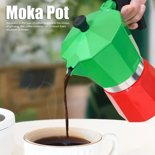 Miniatura 6 de Pilipane Cafetera de café expreso y cafetera, olla clásica de moka, cafetera de aluminio, cafetera de inducción Moka para capuchino o café con leche