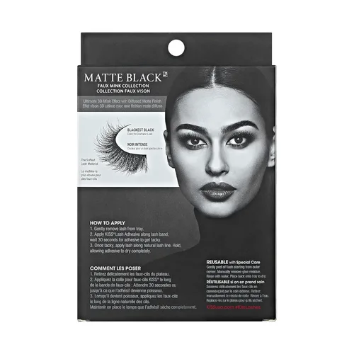 Miniatura 2 de KISS Lash Couture, pestañas postizas, sarga mate, 0.551 pulgadas, incluye 4 pares de pestañas, fáciles de aplicar, racimos de pestañas reutilizables