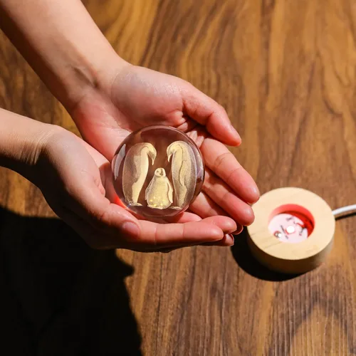 Miniatura 3 de Regalos de pingüino 3D para mujeres - Bola de cristales de 60 mm - Figurina de animales de vidrio, decoración de pingüino, regalos para aniversario