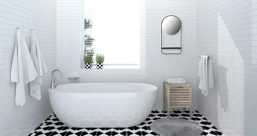Miniatura 2 de Bloomingville Espejo de pared de metal de 23 pulgadas de alto, estante y decoración de barra colgante (AH1021)