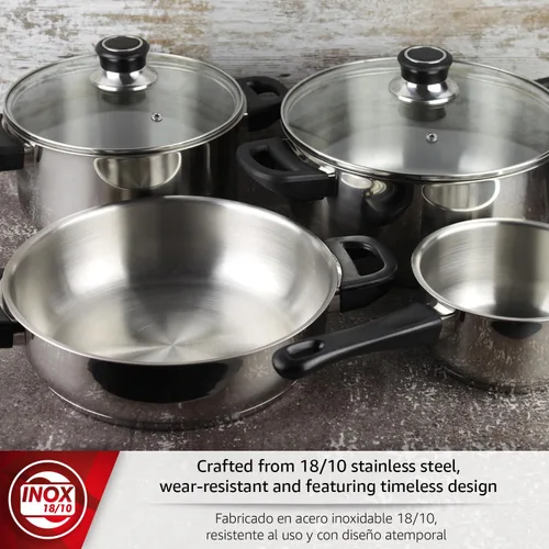 Miniatura 3 de MAGEFESA Royal - Juego de utensilios de cocina de 6 piezas, incluye olla, salteado profundo, cacerola, acero inoxidable, compatible con todo