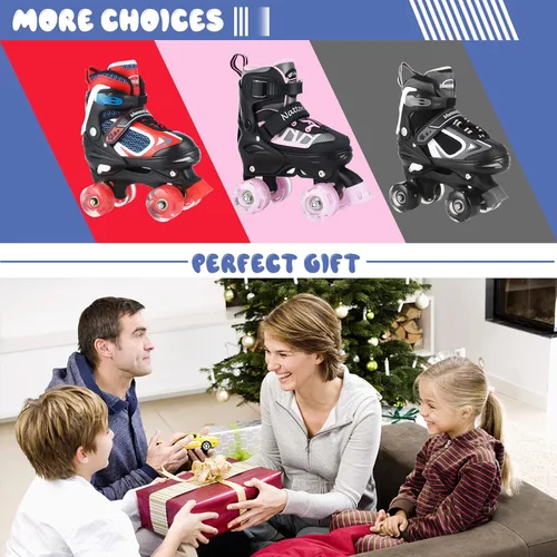 Miniatura 6 de Nattork - Patines de ruedas para niños y niñas, 4 tamaños, patines ajustables con ruedas iluminadas, divertidos patines para niños pequeños
