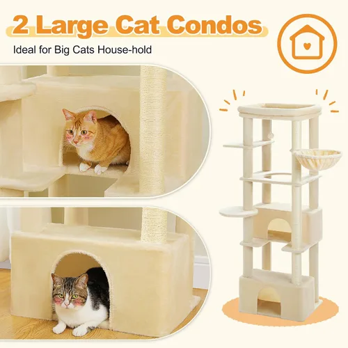 Miniatura 4 de PEQULTI Árbol para gatos grandes de 68 pulgadas para gatos grandes, torre alta para gatos grandes de interior con percha superior extragrande