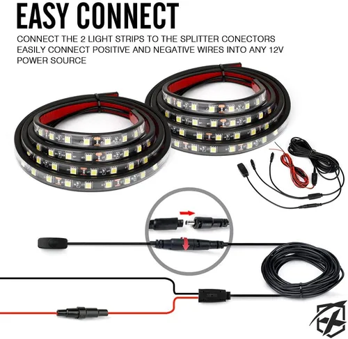 Miniatura 6 de Xprite Kit de tiras de luces LED azules de 60 pulgadas, barra de iluminación decorativa para camionetas de carga, camionetas, SUV, RV, barco