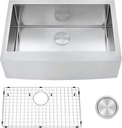 ZUHNE Fregadero de cocina de acero inoxidable (delantal de 30 pulgadas, cuenco individual de calibre 16)