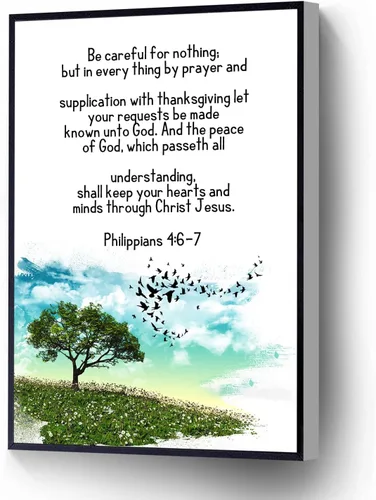 Miniatura 12 de Lienzo impreso de Filipenses 4 y 13 con texto en inglés "I Can Do All Things Through Christ Who Strengthens Me", versículo bíblico, póster listo