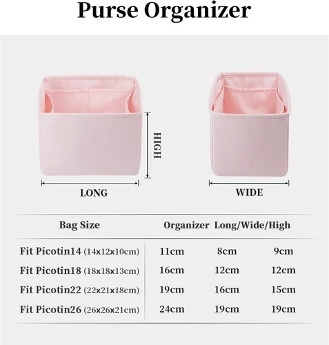 Miniatura 8 de KINGS IN BAG Organizador para bolsas de mano y bolsas de mano, bolsas de lujo con satén sedoso, se adapta a bolsas de Picotin 1822, ligeras para uso