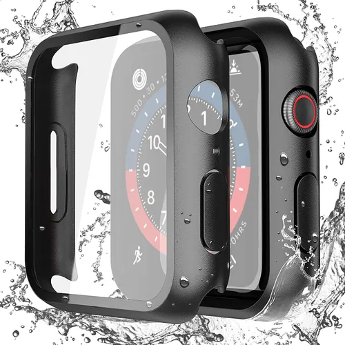 Miniatura 24 de Misxi Paquete de 2 fundas impermeables con botón diseñadas para Apple Watch Series 3 Series 2 de 38mm, funda rígida de policarbonato anticaídas