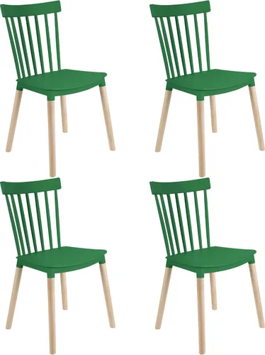 Miniatura 21 de DSW - Sillas de comedor de plástico modernas sin brazos con patas de madera para estar, dormitorio, cocina, comedor, sala de espera, restaurantes