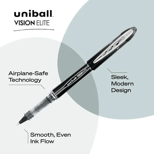 Miniatura 5 de uni-ball Vision Elite 69000 - Bolígrafos de micropunta (1/64 de pulgada), color negro, 12