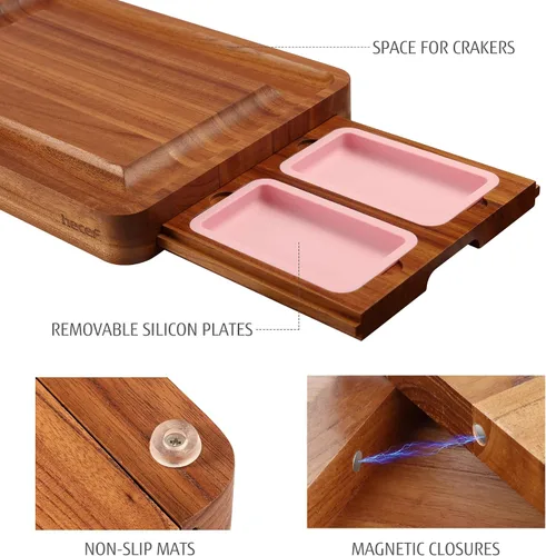 Miniatura 8 de hecef Juego grande de tabla de embutidos rosa con cuchillos de queso de acero inoxidable, juego de tabla de queso, bandeja de aperitivos de madera