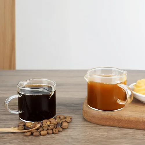 Miniatura 4 de BCnmviku Vasos de Chupito Piezas de Espresso Boquillas Dobles Taza de Leche Vidrio Transparente (Vidrio Transparente-1 Paquete)