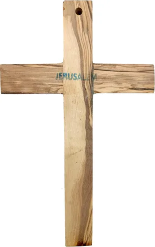 Miniatura 8 de Zuluf Cruz latina de madera de olivo de 7.8 "con crucifijo chapado en plata, regalo de pared cristiana de Belén Tierra Santa CRS064