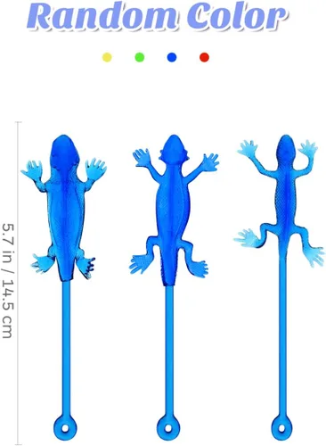 Miniatura 2 de STOBOK 24 juguetes de lagarto pegajosos – Figuras elásticas de Gecko y juguete adhesivo para niños, recuerdos de fiesta de arrastre de pared